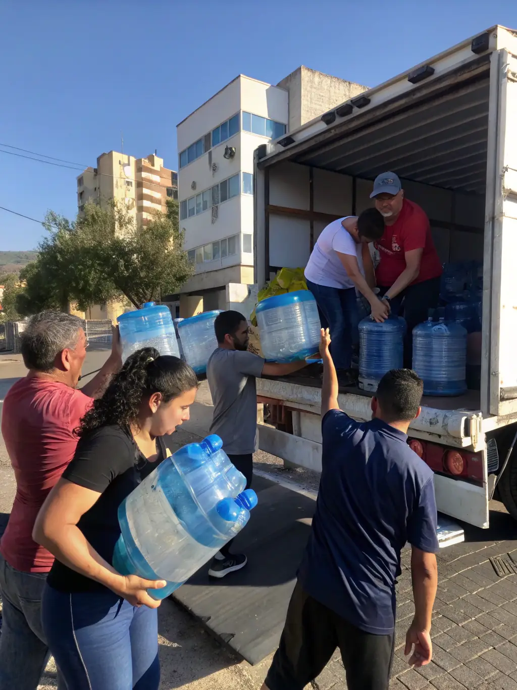 A group of MPEF volunteers organizing a donation drive for underprivileged families in a French community, showcasing the organization's commitment to social welfare.