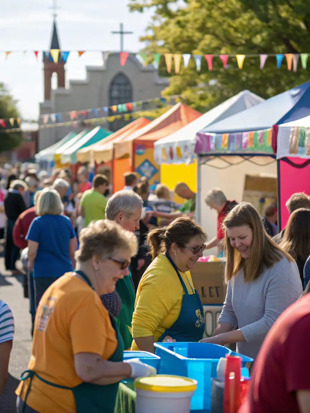 A photograph of a large gathering of people at an MPEF-organized evangelistic event, such as a public lecture, a concert, or a community festival. The image should convey a sense of excitement, celebration, and spiritual awakening.
