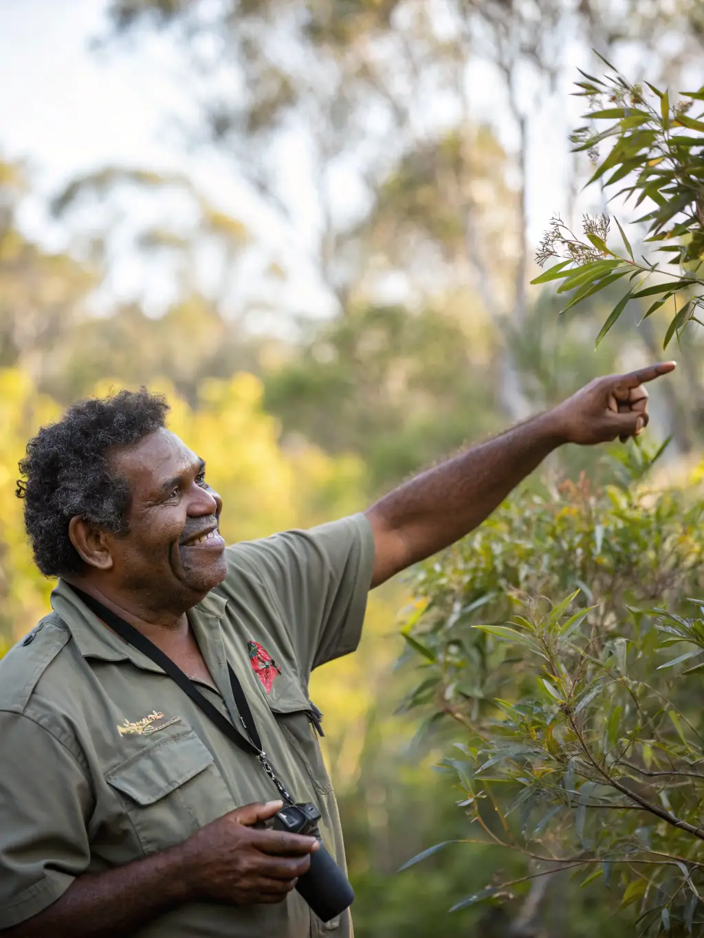 A photograph of a wildlife expert leading a workshop on identifying and controlling invasive species in the local ecosystem.